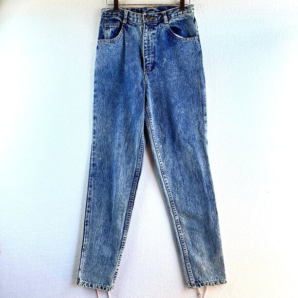 Vintage No Excuses 80s Jeans Womens Size 7 Acid Wash Lace High Waist Mom Retro - Picture 1 of 13